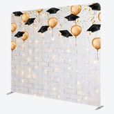 Aperturee - Aperturee Lighted Brick Wall Balloons Grad Pillow Case Backdrop